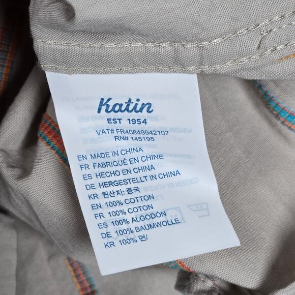 Katin Zenith Short Sleeve Tan Button Down Multi Color Jacquard stripe Shirt S - Picture 5 of 8